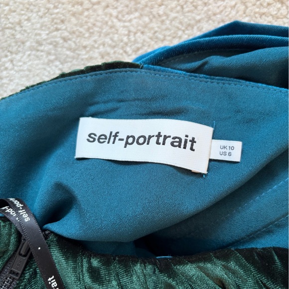 Self-Portrait Velvet Teal and Green Asymmetrical Top - Picture 4 of 4